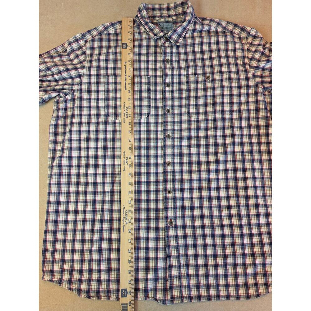 LL Bean Blue White Red Plaid Double-Pocket Long-Sleeve Button-Up Sz 2XLT - Picture 6 of 9